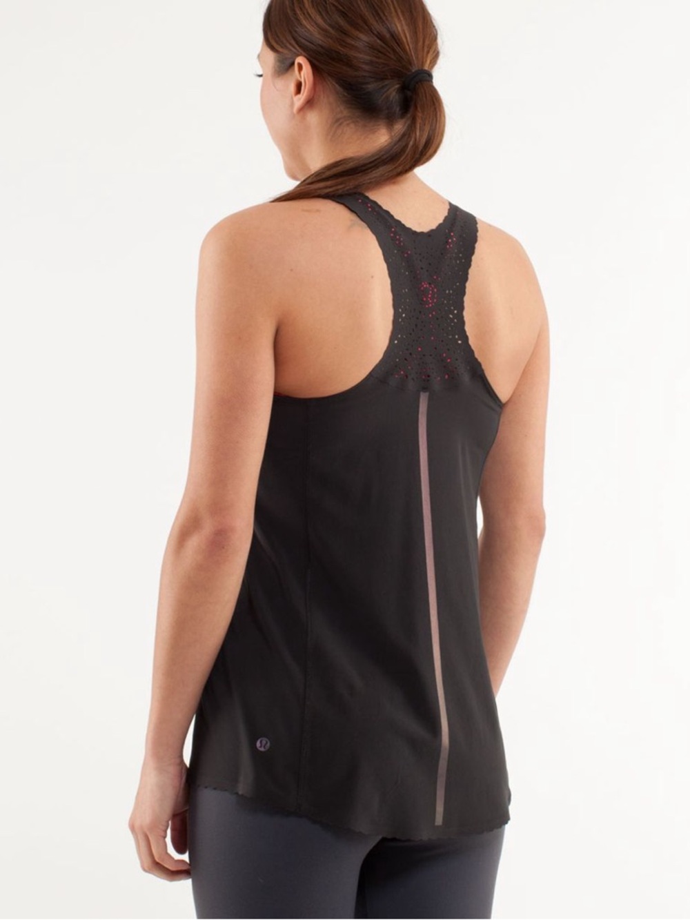 lululemon athletica Black Tank with Pink Back Stripe